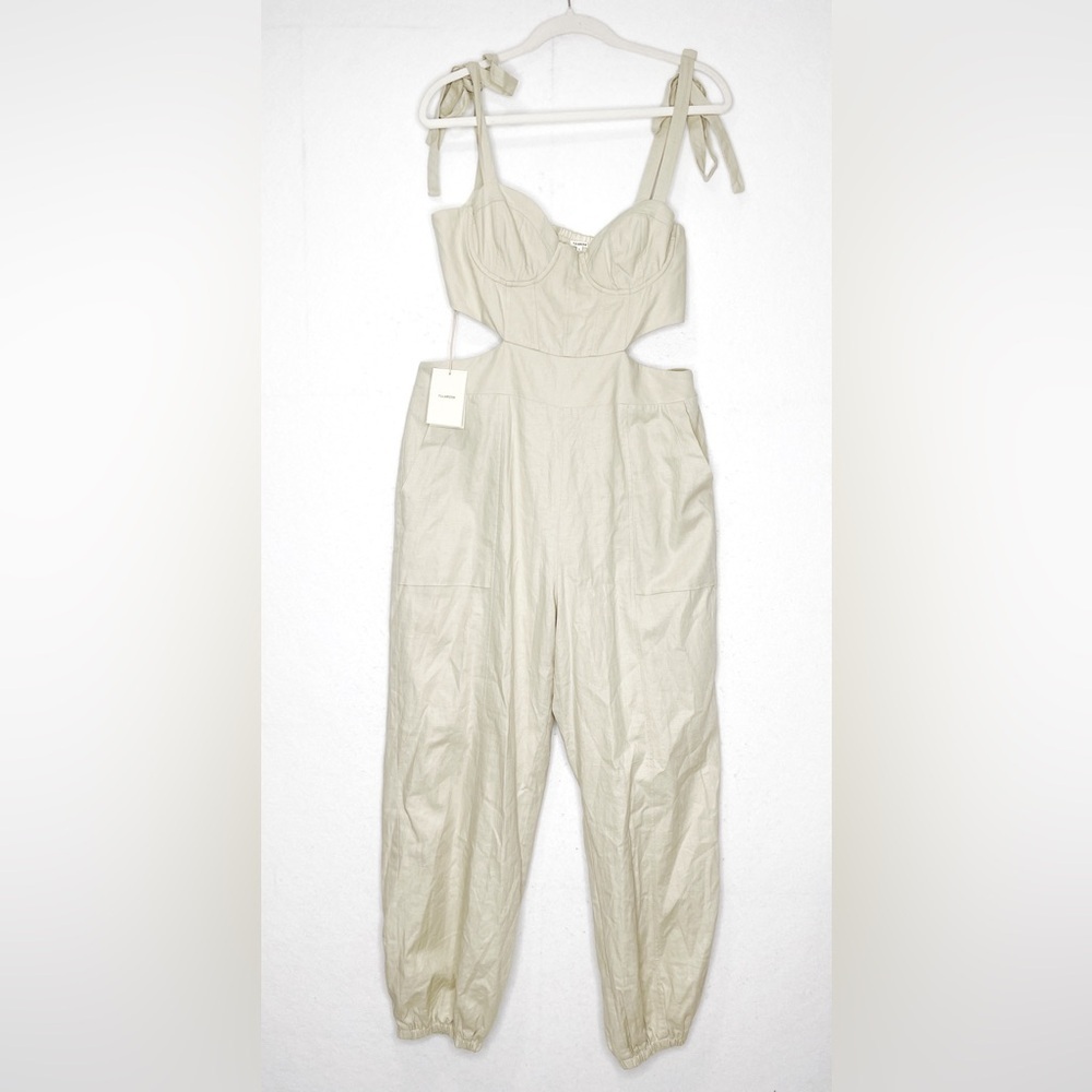Revolve X Tularosa Kylo Corset Cutout Jumpsuit Sandstone Size Large - Picture 3 of 11